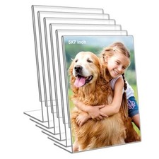 6 Pack 5"x 7" Clear Acrylic Self Standing Picture Frames  Photo Frame Stand