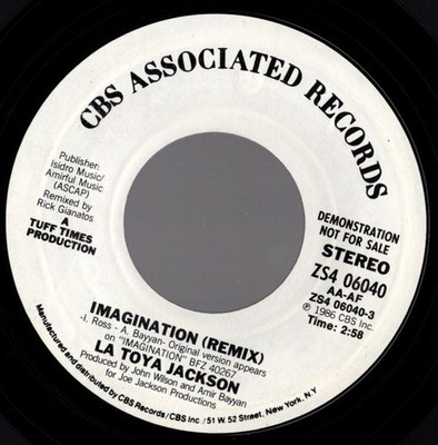 7''  La Toya Jackson  - Imagination (Remix) - US PROMO CBS  ZS4 06040  1986