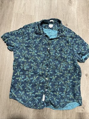 J Crew 1876 Classic Albini Linen Large Hawaiian Short Sleeve Button Up Shirt