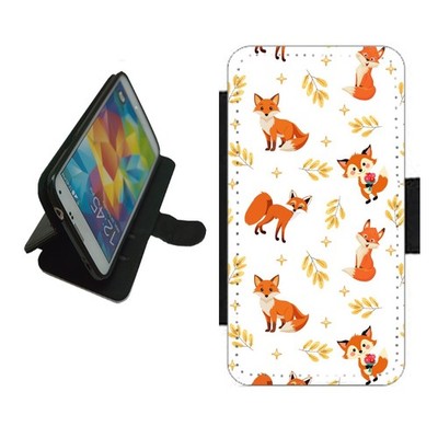 Handyhülle Fuchs Muster Design Wallet für iPhone Samsung Pixel Flip Cover FOX3