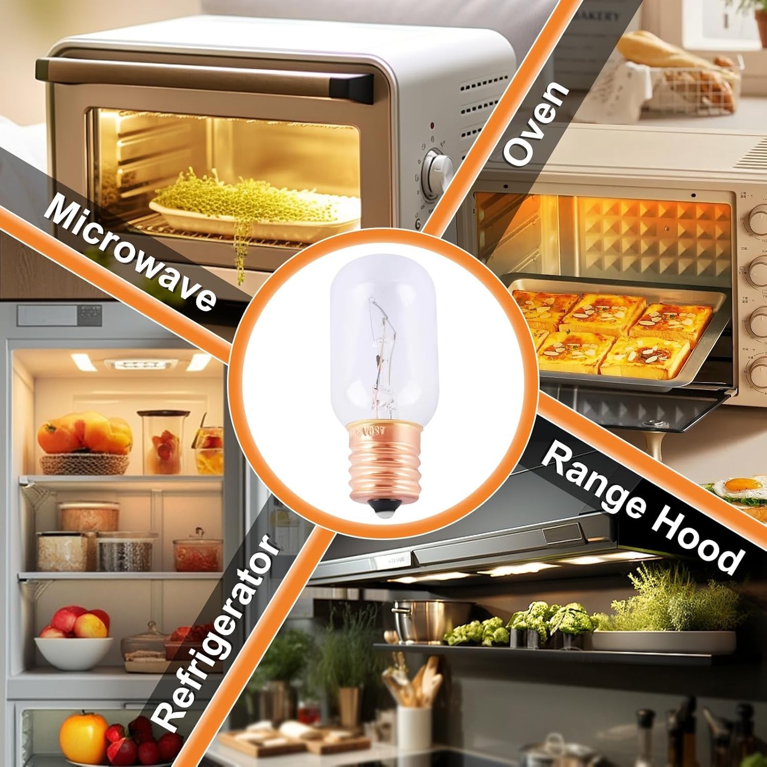 Long Lasting 30W E17 Microwave Bulb Replacement - 2-Pack for GE & Kenmore
