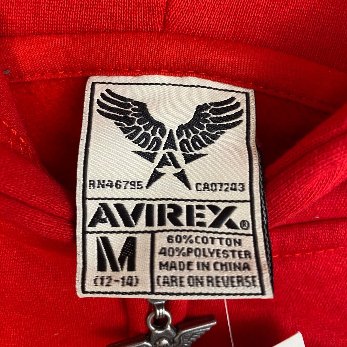 AVIREX Red Rhinestone Eagle Full Zip Hoodie Sweatshirt Kids Medium 