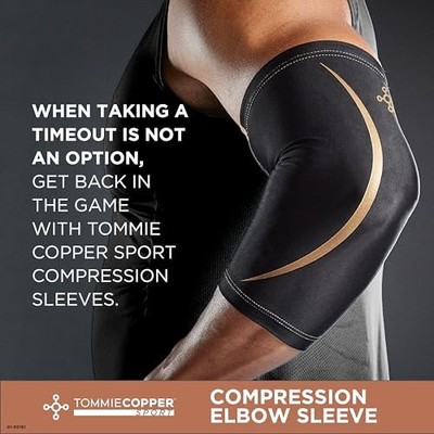 TOMMIE COPPER COMPRESSION ELBOW SUPPORT SLEEVE SIZE S/M 01-63161-BLK-S/M - BLK
