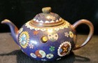Japanese Cloisonne Teapot Meiji Period Antique Floral Brass 1800s Collectible