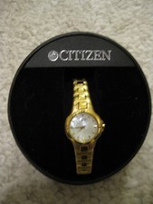 CITIZEN Elegance Ladies Watch Round White Pearl Face Gold