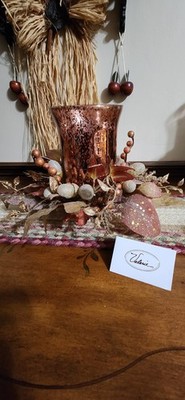 Valerie Parr Hill Harvest  Mercury Glass Centerpiece w/flickering candle