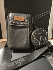 Wrangler by Montana West set 2 pezzi borsa, borsa a tracolla borsa a mano nera croce