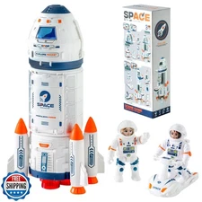 Wbzle Space Rocket Toys, Rocket Ship with Astronaut Toy for Educa