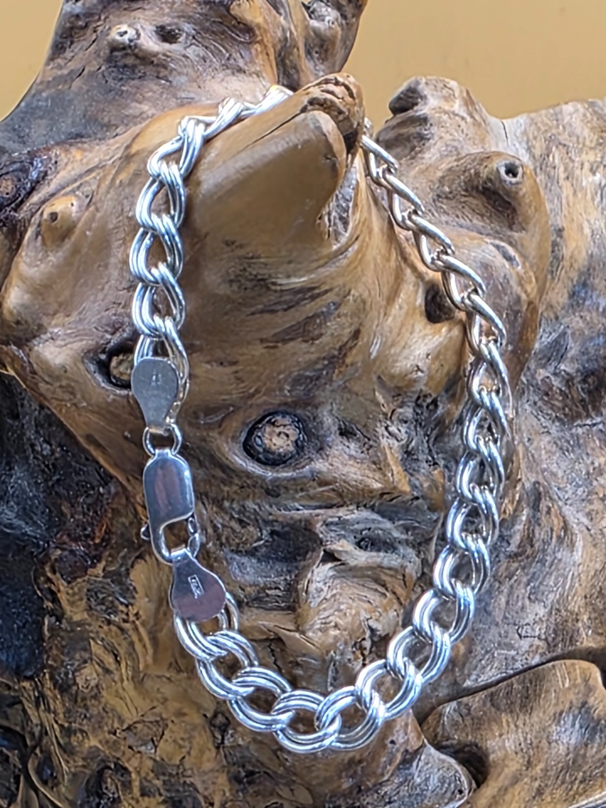 Sterling Silver 7mm Solid Double Link Charm Brace… - image 3