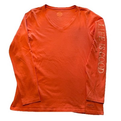 Life Is Good T-Shirt Women s Medium Orange Do What You Love Mom Outdoors Hipster