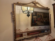 Antique Style Gold Ornate Framed Rectangular Wall Mirror Horizontal Mount