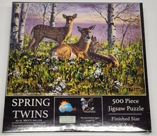 Sunsout Bruce Miller 500 Piece Puzzle  "Spring Twins" Mom w/Fawns 18x24 New