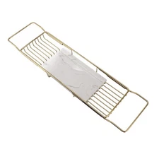 Metal Marble Bathtub Rack, Bathtub Caddy Tray Stainless Steel Shower Caddy Tr...