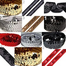 Pailettenborte Borte Pailetten  Band Gold Silber Schwarz Rot Verzieren Aufnähen 