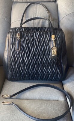 Coach Black Leather LE Madison Gathered Twist Leather 25984 Plus Bonus Look