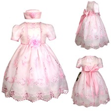 Baby Infant Toddler Girl Wedding Formal Pink Party Prom Ball Flower Dress 0-36M