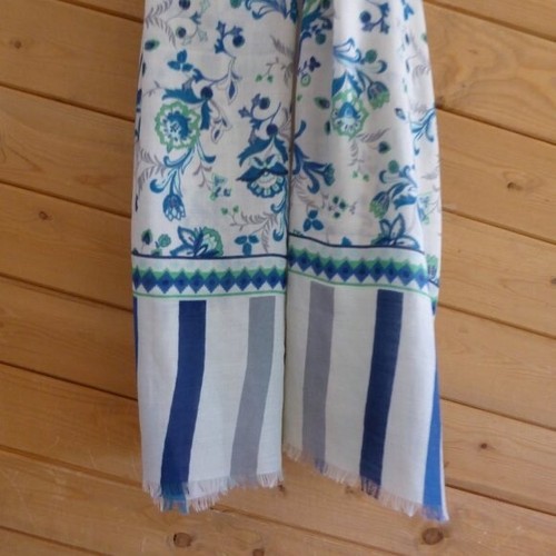 Old Navy Blue Green Floral Scarf Wrap NWT Folk Print Mix Cool Floral - Picture 10 of 10