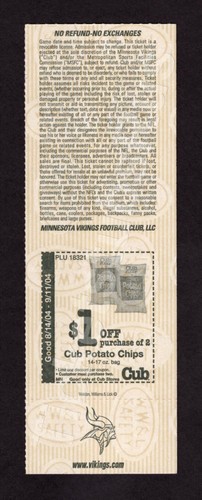 Larry Fitzgerald & Brock Lesnar PRO NFL DEBUT 2004 Vikings Cardinals Full Ticket - Picture 3 of 12