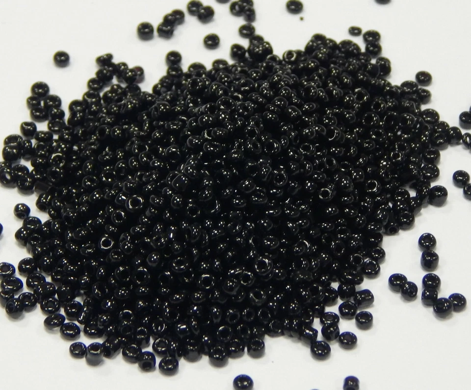 Rocailles Perlen 1,5mm 15/0 Schwarz Opak 20 / 100 g Glas Seed Beads A90 - Bild 4 von 4