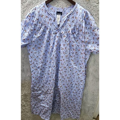 NEW Basic Editions Kmart Blue Floral House Coat Lounge Patio Dress MuMu Snaps XL