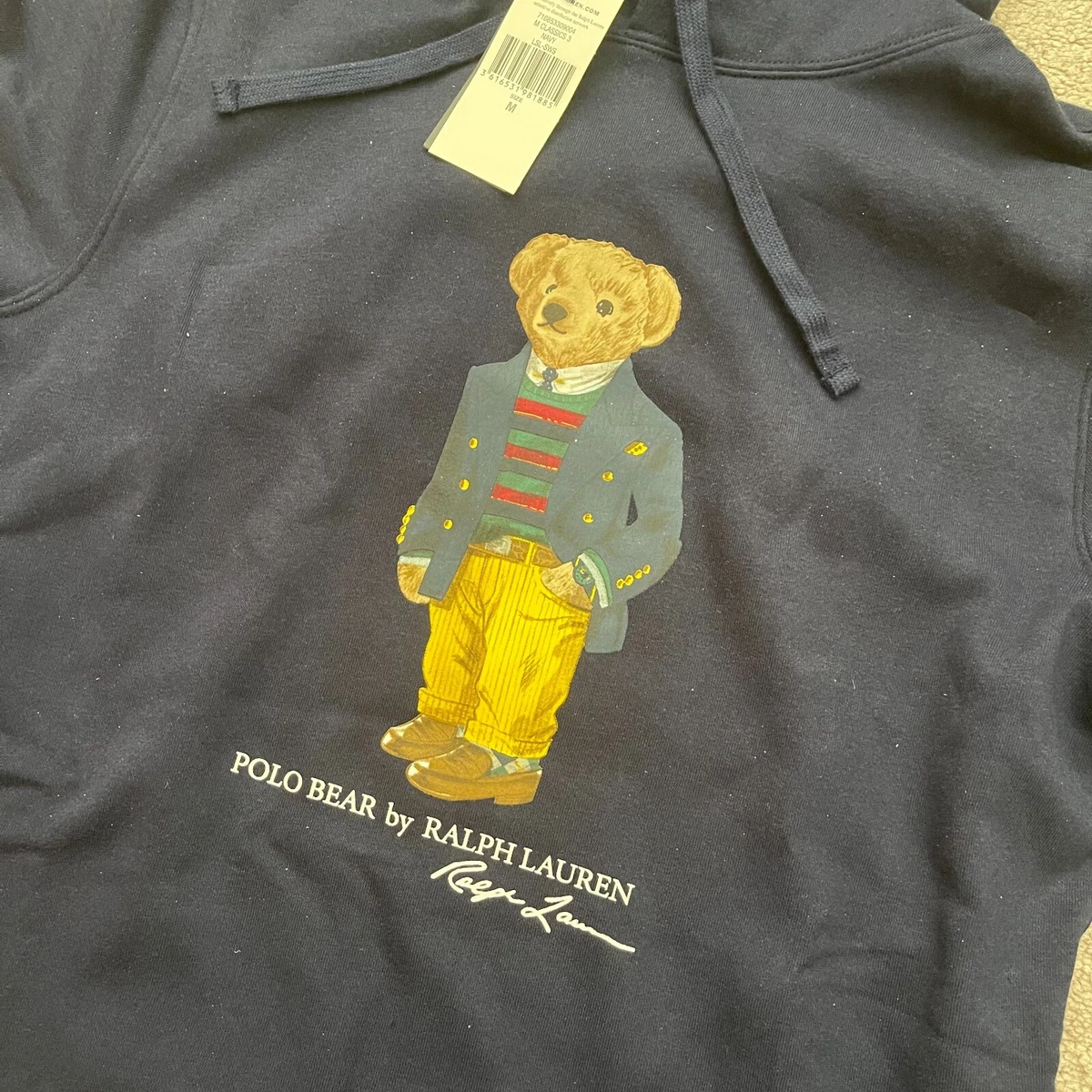 POLO Ralph Lauren Classic Preppy Bear Hoodie Sweatshirt M Corduroy Stripe  NEW | eBay