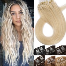 100 Remy Brazilian Human Hair Extensions Micro Ring Beads Tip Easy Loop Hair 1g