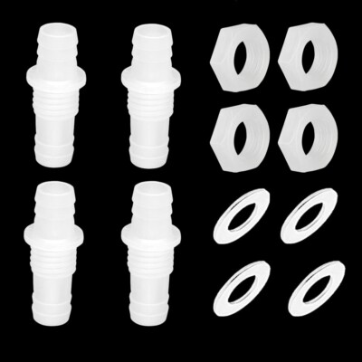 3/8'' Hose Barb Thru-Bulk Bulkhead Fitting Hex Barbed Fitting Plastic Adapter Uni