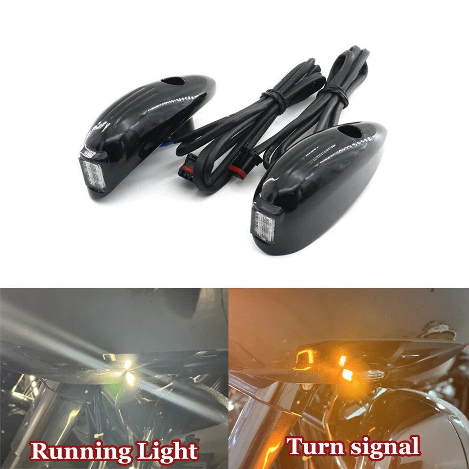 For CVO Road Glide Custom FLTRXSE 2018- UP Black Front LED Light Turn Signals — 第 2/4 张图片