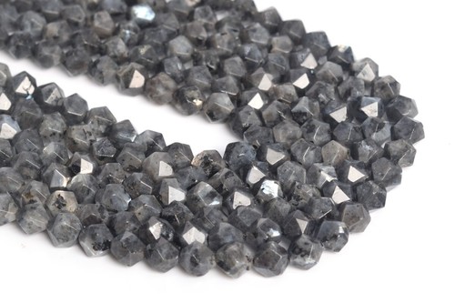 Black Larvikite Star Cut Faceted Grade A Natural Loose Beads 5-6/7-8/9-10MM - Picture 2 of 10