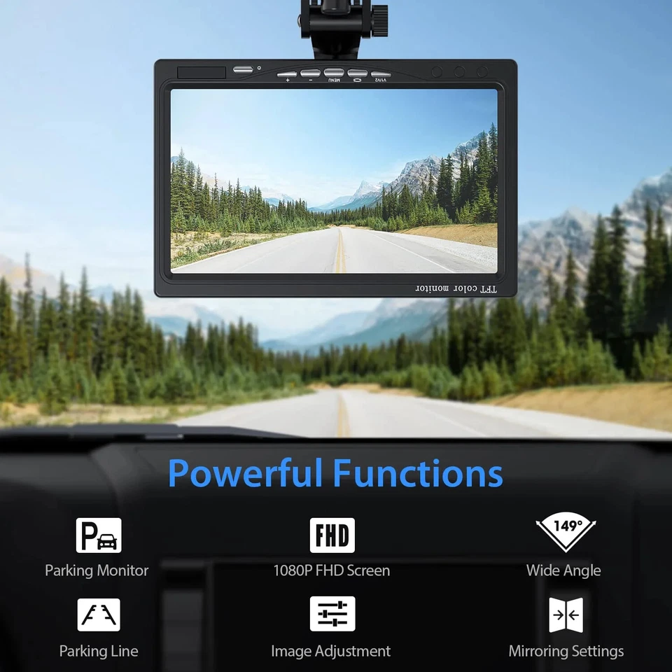 Car Rear View Backup Camera Reverse Camera 10 LED Night Vision 7" Monitor 1080P - Image 2 of 4