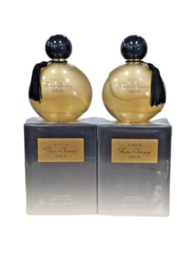 2 -AVON FAR AWAY GOLD SPRAY1.7 OZ. 50  ml PERFUME WITH ONE TRAVEL SPRAY