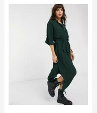 Women's Dark Green Split Shirt Dress-Size L-Excellent Condition**OFFERS...