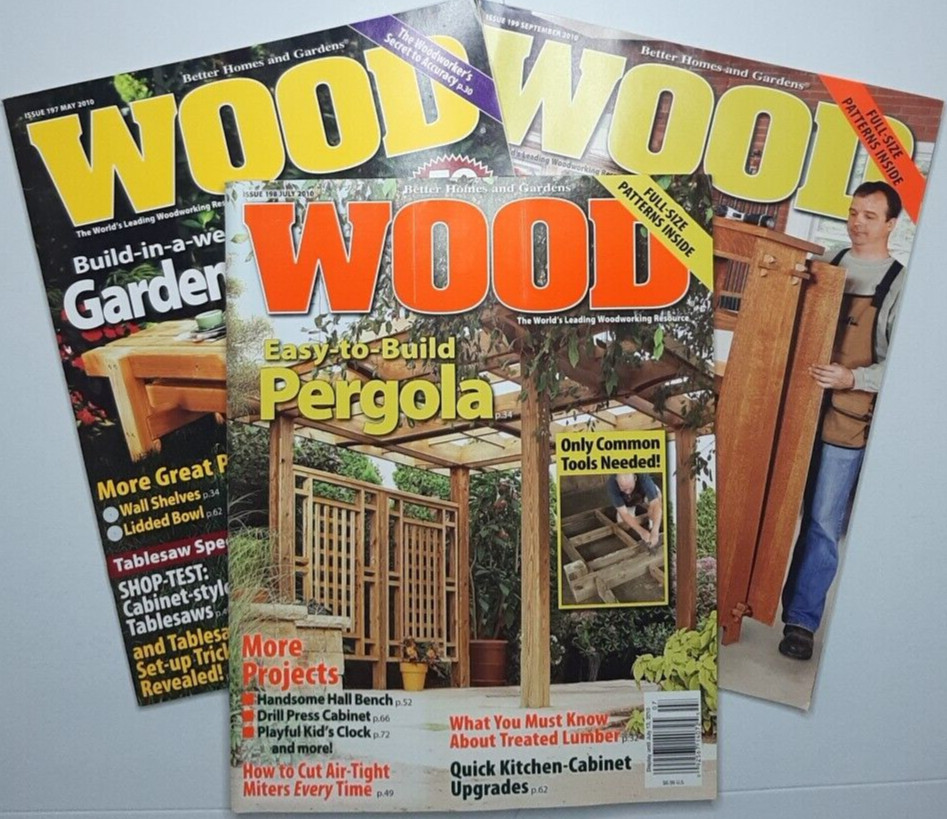 Wood Magazine Lot of 3 Issues 2010 Better Homes Gardens Tool Review Build Plans