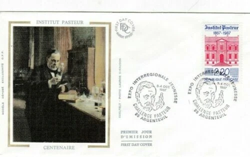 France 1987 Institut Pasteur Silk FDC Argenteuil special cancel Unaddressed VGC