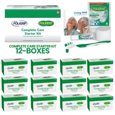 12-BOX Polident Complete Denture Care Starter Kit For Partial and Full Dentures