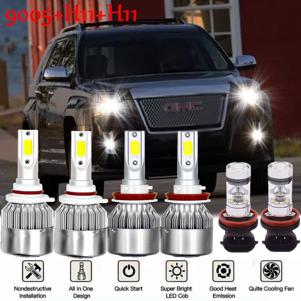 For GMC Terrain 2010-2015 - 6PC Combo LED Headlight Hi/Lo Beam Fog Lights Bulbs