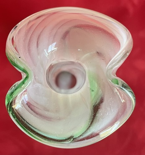 Opalisierende 9" gefaltete Schale & gekräuselte 7" Vase Vintage Glas - Bild 6 von 6