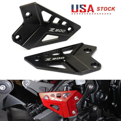For KAWASAKI Z900 CNC FootPeg Footrest Rear Set Heel Plates Guard Protector