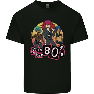 Stay IN The 80s Breites Retro Kultur Musik Herren Baumwolle Maglietta Tee Top