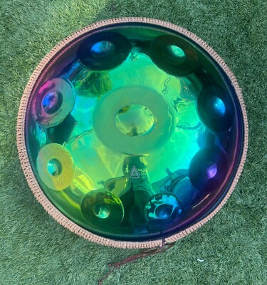 Tetra Handpan Hand Drum 22' Stainless Steel Drum RAINBOW + Accessories Gift