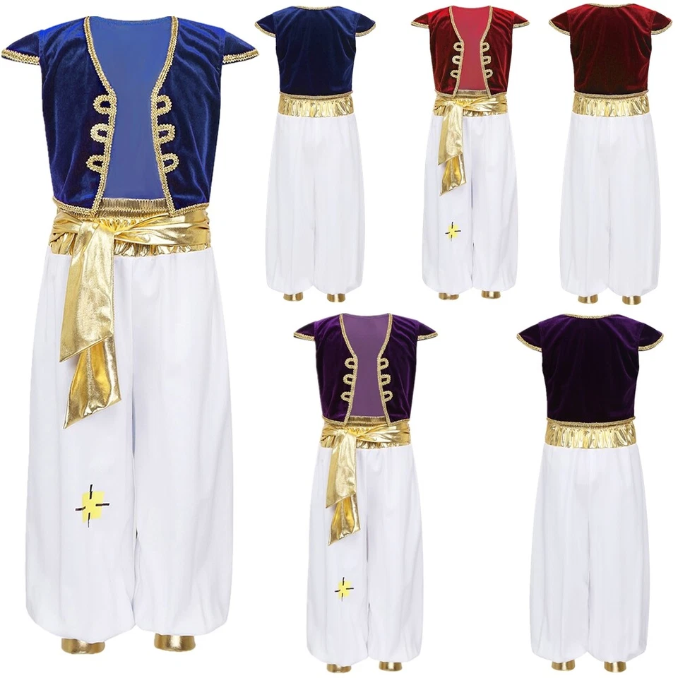 IIXPIN UK Boys Arabian Prince Street Dance Suits Waistcoat Tops with Long Pants Outfits