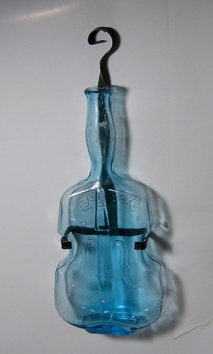 Vintage Decorative 10" Violin Shaped Glass Bottle with Display Rack