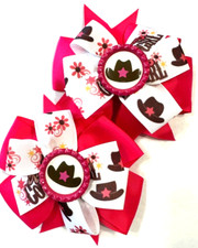 Beautiful Ride'um Cowgirl inspired pigtail hair bows for girls.