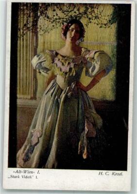 39628311 - signed Kosel Old Vienna Young Woman in an Elegant Ball Gown