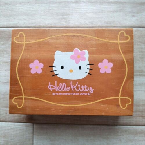 Hello Kitty étui à accessoires en bois rare Sanrio Retro 1999 Japon - Photo 1 sur 2