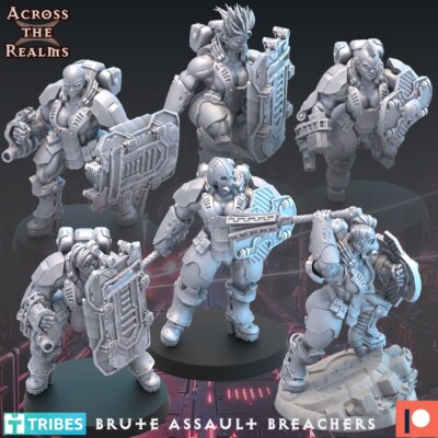 Armored Brute Breachers Set (6) | Across the Realms| Wargaming 3D Printed Mini