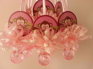 12 Pacifier Necklaces Baby Shower Its A Girl Game With Pink Monkey