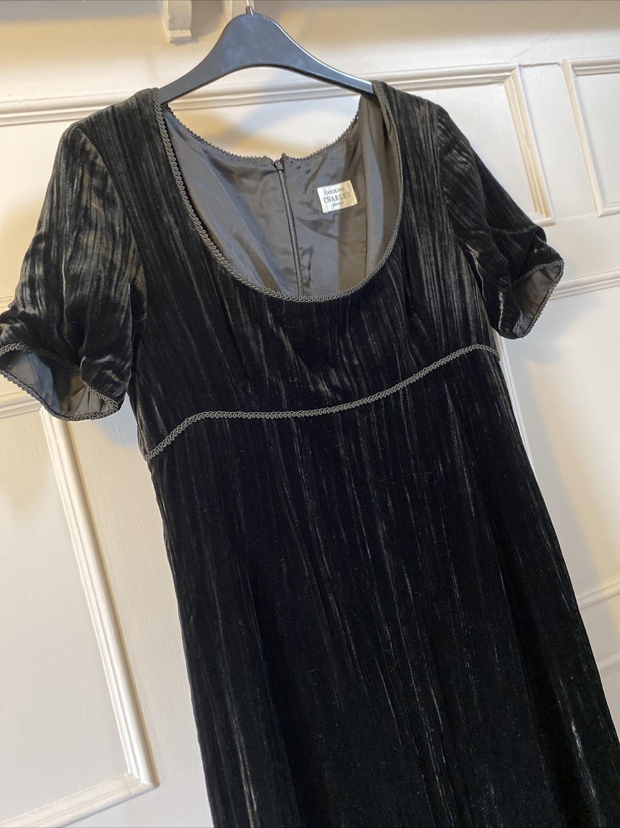 John Charles vintage Black silk blend velvet long evening dress 14 | eBay