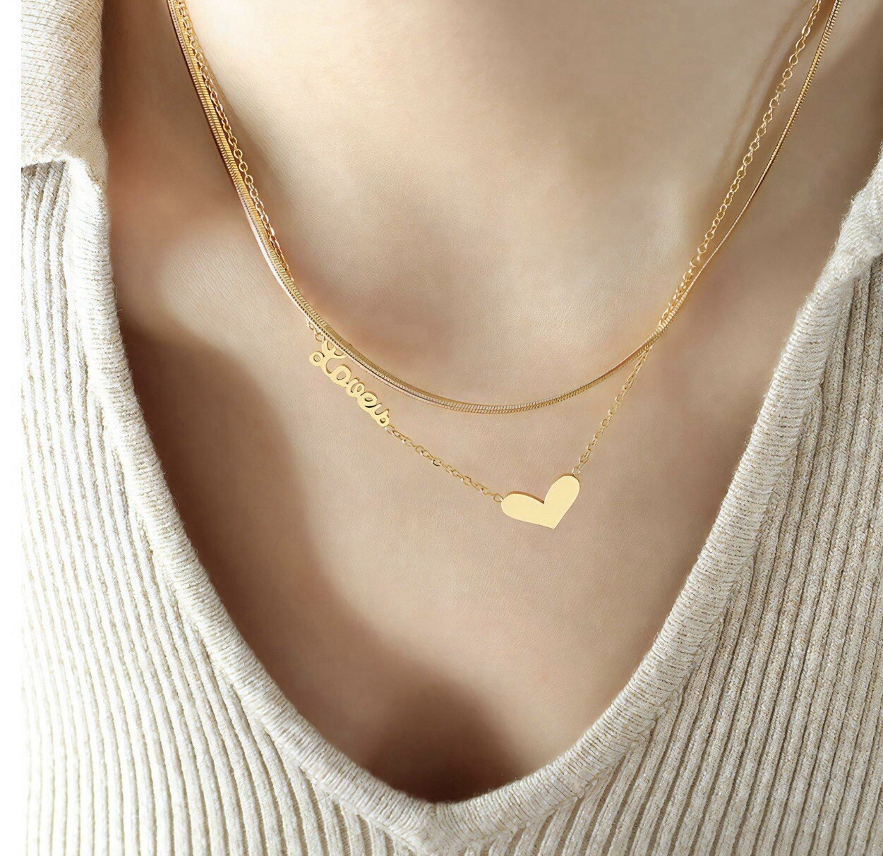 18k Gold & Stainless Steel Four Leaf Clover Necklace for Women-image