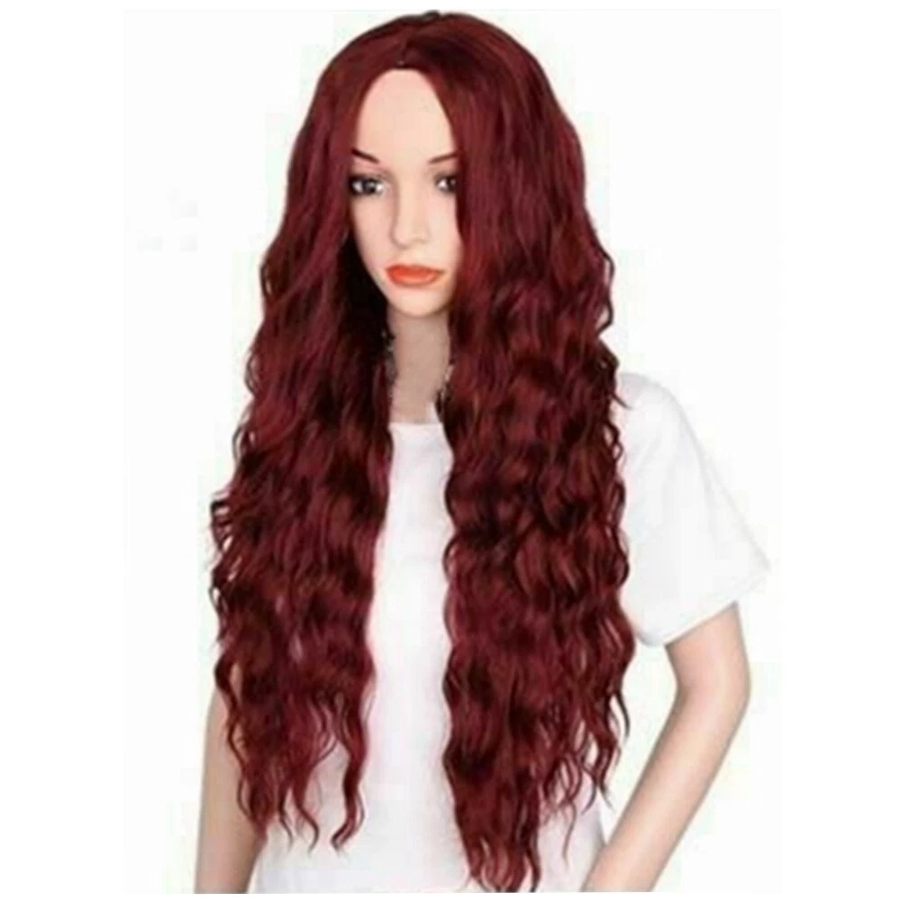 Red curly on sale wig long